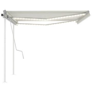 Copertină retractabilă manual, cu LED, crem, 4x3 m - Img 4