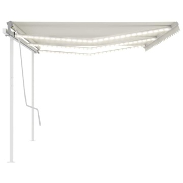 Copertină retractabilă manual cu LED, crem, 6x3 m - Img 4