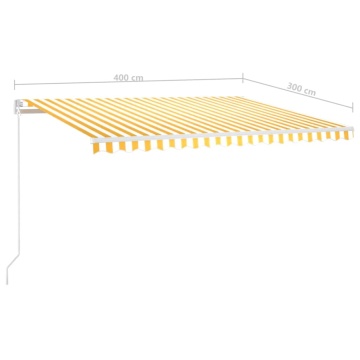 Copertină retractabilă manual cu LED, galben & alb, 400x300 cm - Img 6