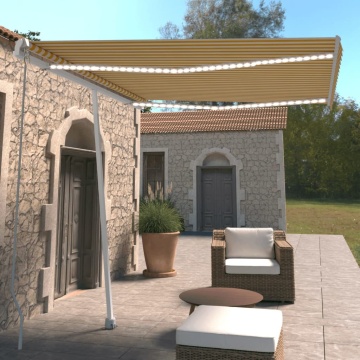 Copertină retractabilă manual cu LED, galben și alb, 300x250 cm - Img 1