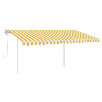 Copertină retractabilă manual, cu LED, galben și alb, 4x3 m - Img 2