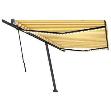 Copertină retractabilă manual cu LED, galben și alb, 500x300 cm - Img 2