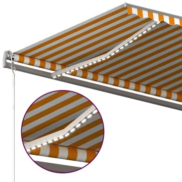 Copertină retractabilă manual cu LED, galben și alb, 500x300 cm - Img 6