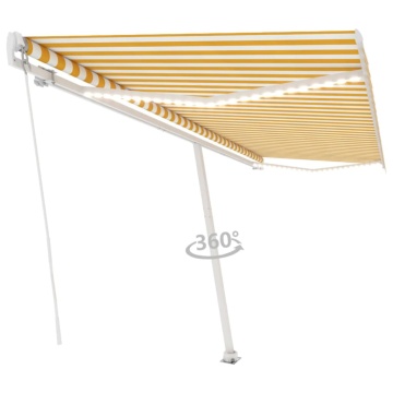 Copertină retractabilă manual cu LED, galben și alb, 500x300 cm - Img 3
