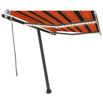 Copertină retractabilă manual cu LED portocaliu&maro 350x250 cm - Img 2