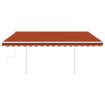 Copertină retractabilă manual cu LED, portocaliu/maro 4,5x3 m - Img 3