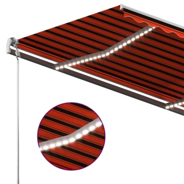 Copertină retractabilă manual cu LED portocaliu&maro 400x300 cm - Img 5