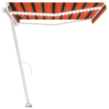 Copertină retractabilă manual cu LED portocaliu&maro 400x300 cm - Img 5