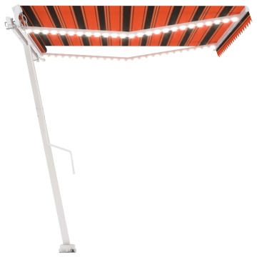 Copertină retractabilă manual cu LED portocaliu&maro 450x300 cm - Img 8