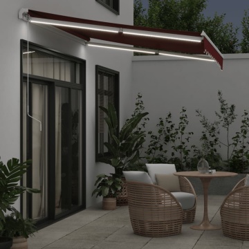 Copertină retractabilă manual cu LED, vișiniu, 300x250 cm - Img 3
