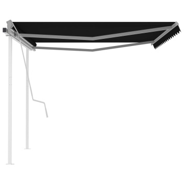 Copertină retractabilă manual, cu stâlpi, antracit, 4x3 m - Img 4