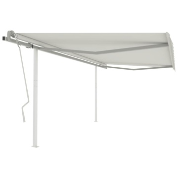 Copertină retractabilă manual, cu stâlpi, crem, 4x3 m - Img 1