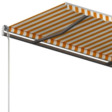 Copertină retractabilă manual cu stâlpi galben&alb 3,5x2,5 m - Img 6