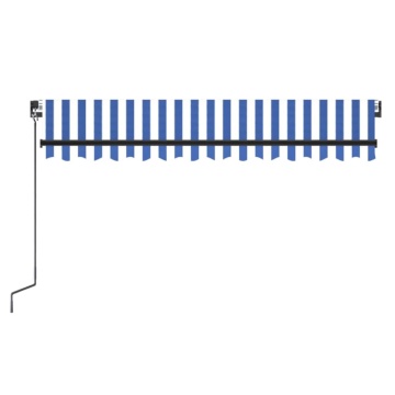 Copertină retractabilă manual LED, albastru și alb, 350x250 cm - Img 4