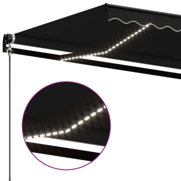 Copertină retractabilă manual LED, antracit, 400x350 cm - Img 7