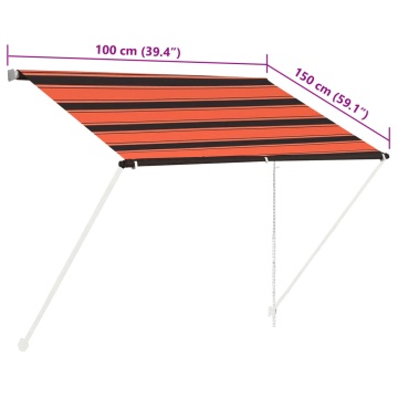 Copertină retractabilă, portocaliu și maro, 100 x 150 cm - Img 7