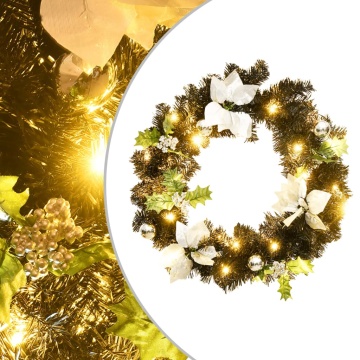 Coroniță de Crăciun cu becuri LED, negru, 60 cm, PVC - Img 1