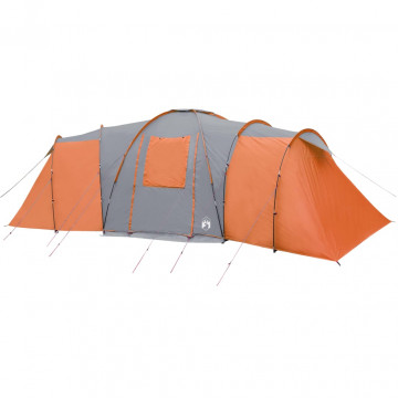 Cort camping 12 pers. gri/portocaliu 840x720x200 cm tafta 185T - Img 8