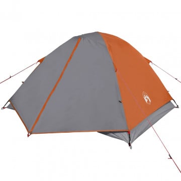 Cort camping 3 persoane gri/portocaliu 240x217x120cm tafta 190T - Img 8