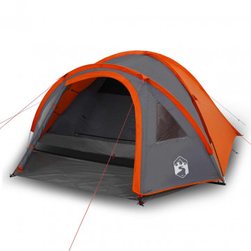 Cort camping 4 persoane gri/portocaliu 300x250x132cm tafta 185T - Img 2