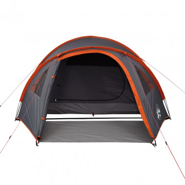Cort camping 4 persoane gri/portocaliu 300x250x132cm tafta 185T - Img 8
