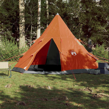 Cort camping 4 persoane gri/portocaliu 367x367x259cm tafta 185T - Img 3