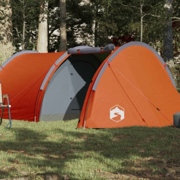 Cort camping 4 persoane gri/portocaliu 405x170x106cm tafta 185T - Img 1