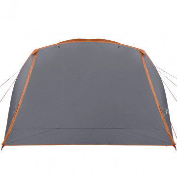 Cort camping 6 persoane gri/portocaliu 412x370x190cm tafta 190T - Img 6