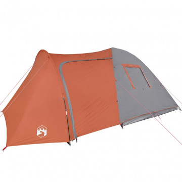 Cort camping 6 persoane gri/portocaliu 466x342x200cm tafta 185T - Img 8