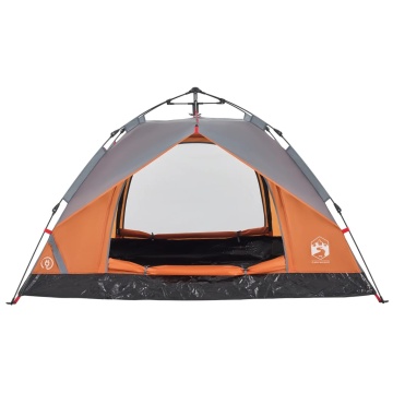 Cort camping cupolă 3 persoane, gri/portocaliu, setare rapidă - Img 6