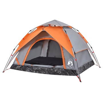 Cort camping cupolă 3 persoane, gri/portocaliu, setare rapidă - Img 4