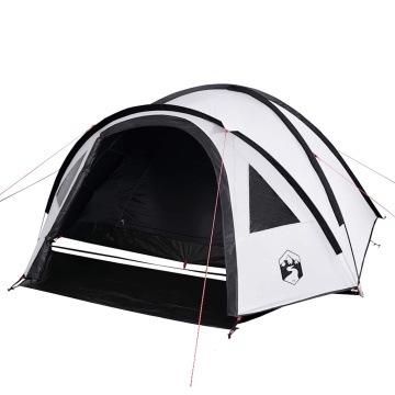 Cort camping cupolă 4 persoane alb, țesătură opacă, impermeabil - Img 4