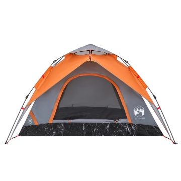 Cort camping cupolă 5 persoane, gri/portocaliu, setare rapidă - Img 5