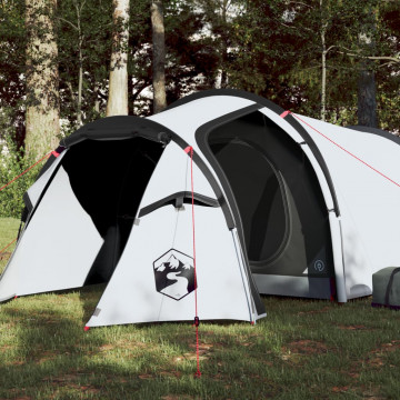 Cort de camping 3 persoane, alb, 370x185x116 cm, tafta 190T - Img 1