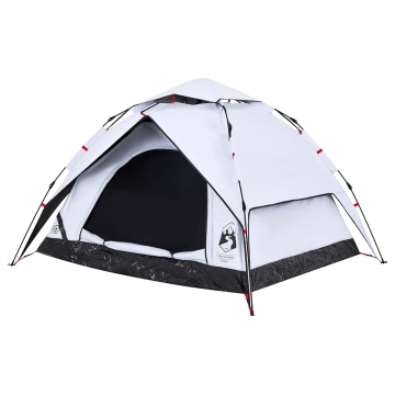 Cort de camping 3 persoane, alb opac, setare rapidă, țesătură - Img 4