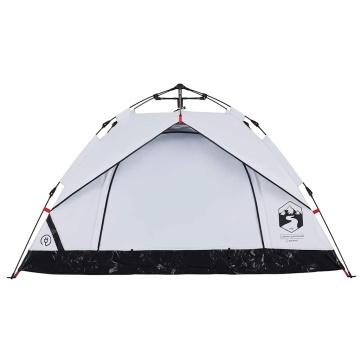 Cort de camping 3 persoane, alb opac, setare rapidă, țesătură - Img 8