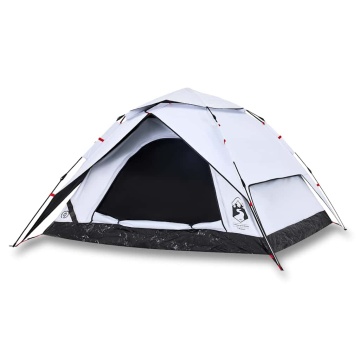 Cort de camping 4 persoane, alb opac, setare rapidă, țesătură - Img 2