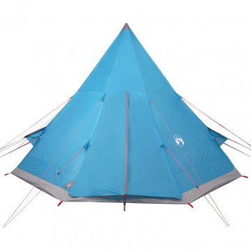 Cort de camping 4 persoane albastru, 367x367x259 cm, tafta 185T - Img 5