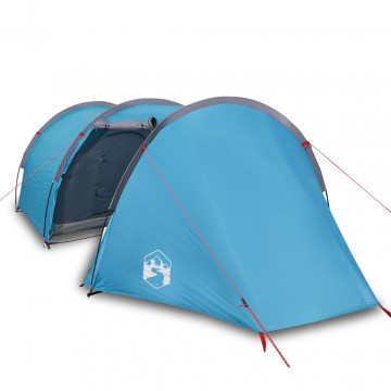 Cort de camping 4 persoane albastru, 405x170x106 cm, tafta 185T - Img 2