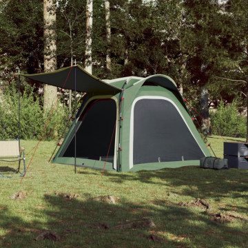 Cort de camping 4 persoane, verde, 240x221x160 cm, tafta 185T - Img 3