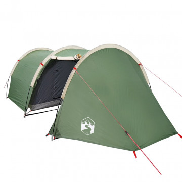 Cort de camping 4 persoane, verde, 405x170x106 cm, tafta 185T - Img 4