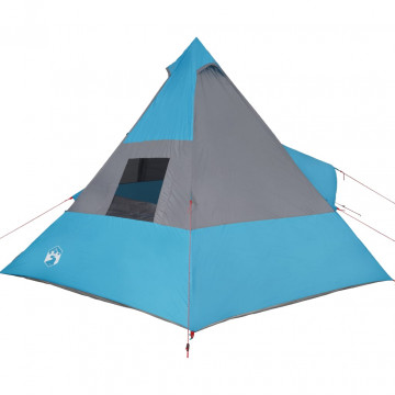 Cort de camping 7 persoane, albastru, 350x350x280cm, tafta 185T - Img 7