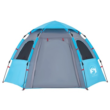 Cort de camping cabană 4 persoane albastru cu eliberare rapidă - Img 5