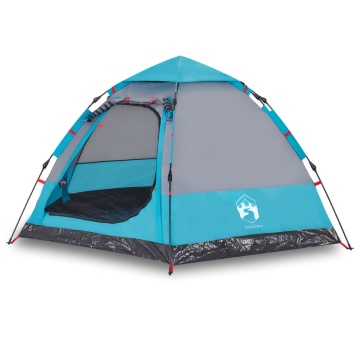 Cort de camping cabană 4 persoane albastru cu eliberare rapidă - Img 2