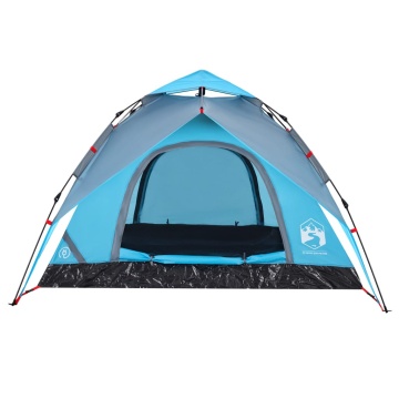 Cort de camping cupolă 3 persoane, setare rapidă, albastru - Img 6