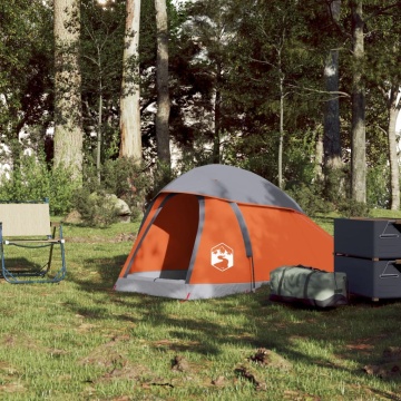 Cort de camping pentru 1 persoană, gri/portocaliu, impermeabil - Img 3