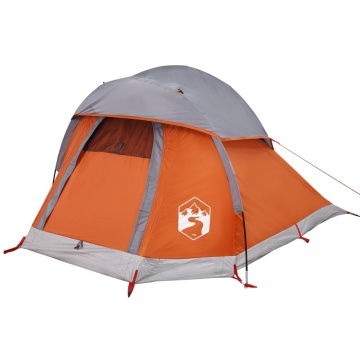Cort de camping pentru 1 persoană, gri/portocaliu, impermeabil - Img 8