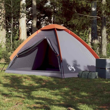 Cort de camping pentru 4 persoane, gri/portocaliu, impermeabil - Img 1