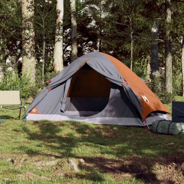 Cort de camping pentru 4 persoane, gri/portocaliu, impermeabil - Img 3