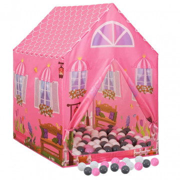 Cort de joacă pentru copii cu 250 bile, roz, 69x94x104 cm - Img 1